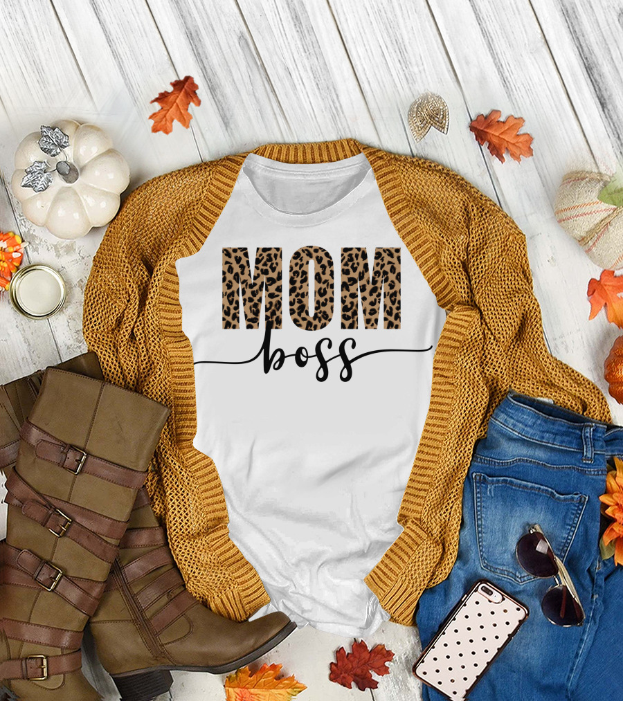 Mom Boss Leopard Print T-Shirt