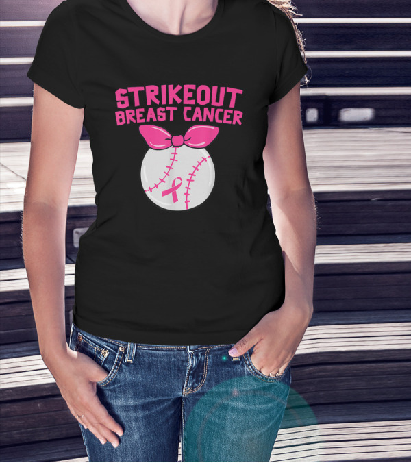 Strikeout Breast Cancer Awareness Baseball Pink T-Shirt