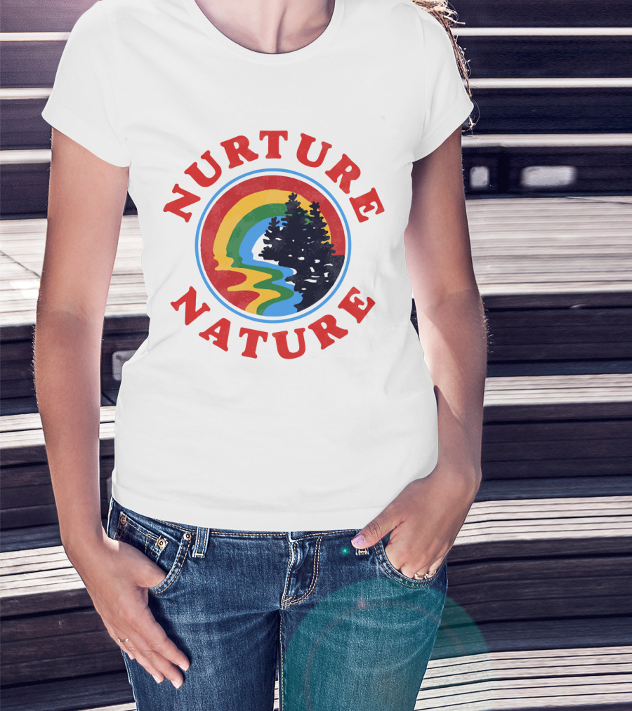 Nurture Nature Rainbow Landscape With Trees T-Shirt