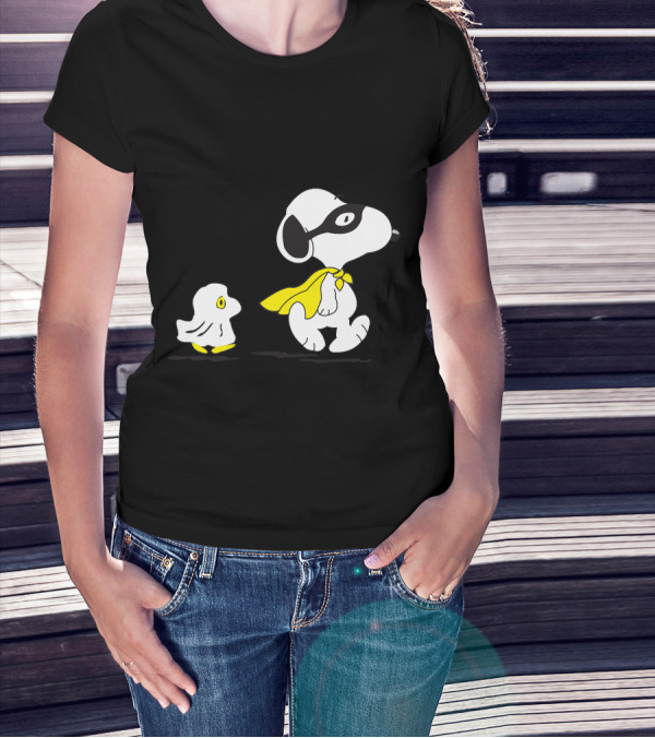 Snoopy Superhero With Woodstock Sidekick T-Shirt