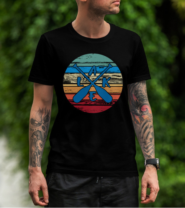 Lake Paddle Cross Rustic Vintage Summer Vacation T-Shirt