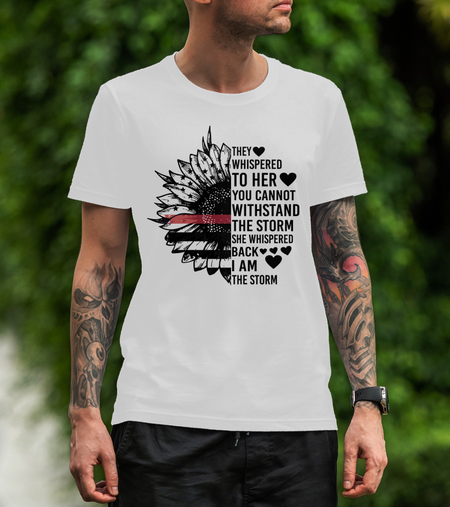 I Am The Storm Sunflower American Flag Veteran T-Shirt