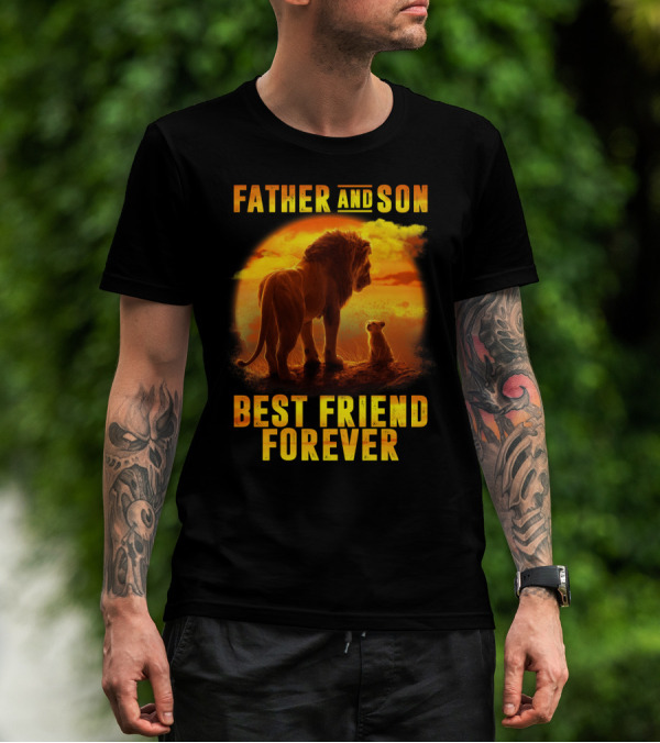 Father And Son Best Friend Forever The Lion King Silhouette Fan T-Shirt