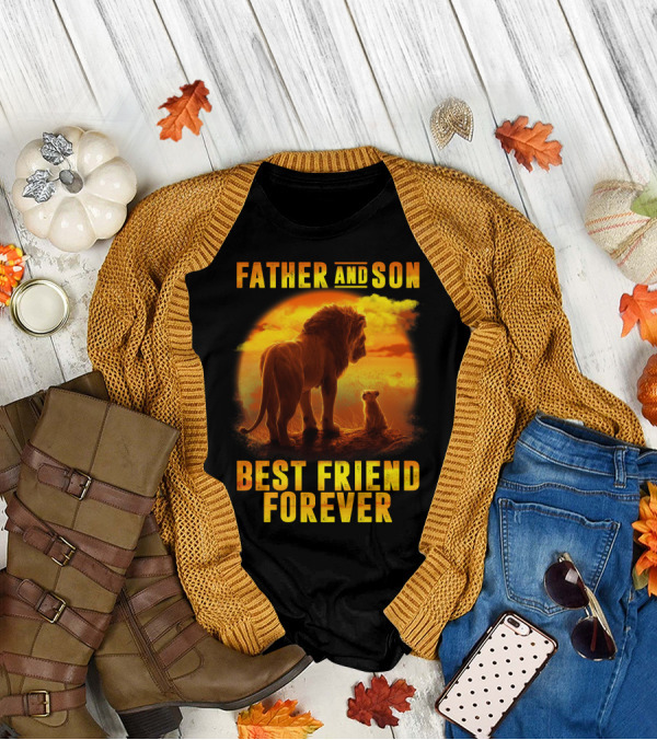 Father And Son Best Friend Forever The Lion King Silhouette Fan T-Shirt
