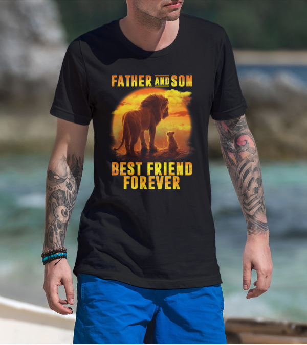 Father And Son Best Friend Forever The Lion King Silhouette Fan T-Shirt