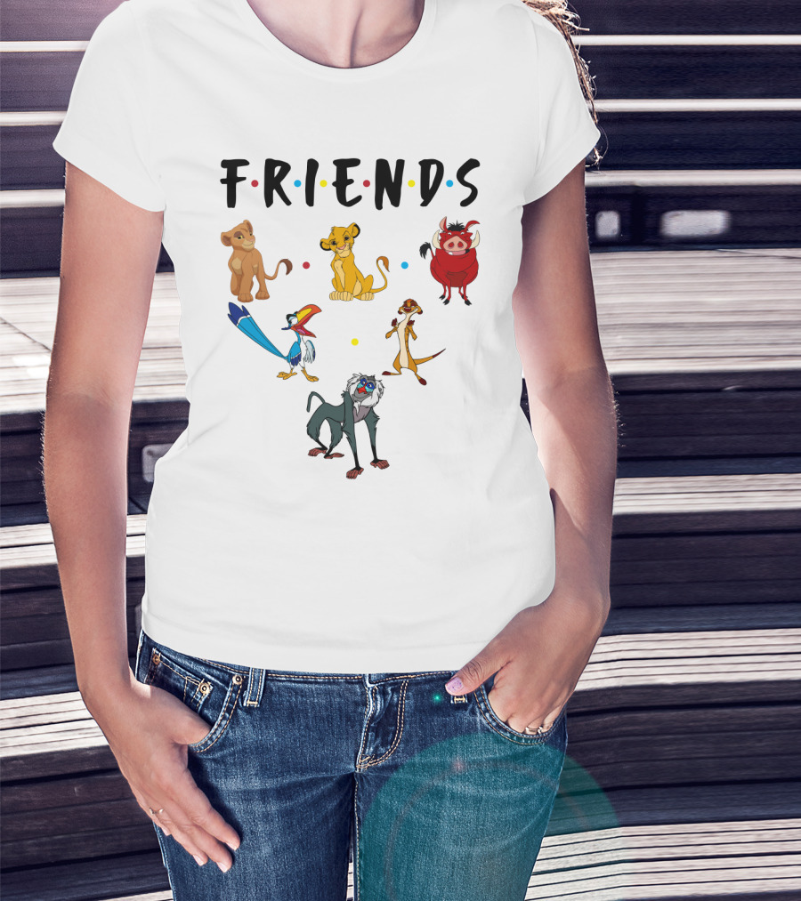 Friends The Lion King Simba Pumbaa Timon Rafiki Zazu Cartoon Characters T-Shirt
