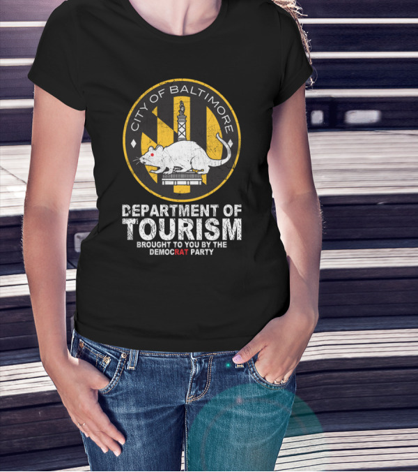 City Of Baltimore Department Of Tourism With Rat And Democrat Party Emblem T-Shirt
