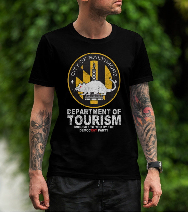 City Of Baltimore Department Of Tourism With Rat And Democrat Party Emblem T-Shirt