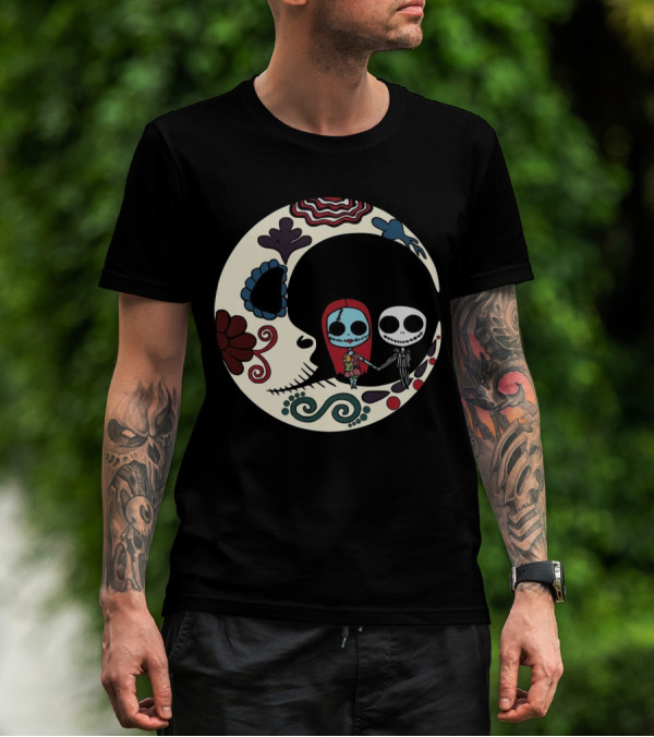 Calavera Moon Jack Skellington Sally Día De Los Muertos T-Shirt