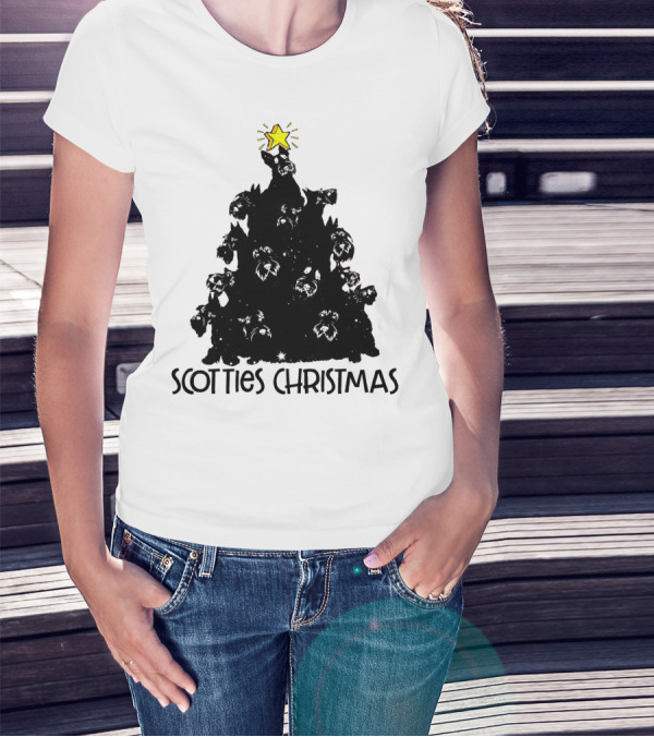 Scotties Christmas Tree With Star T-Shirt