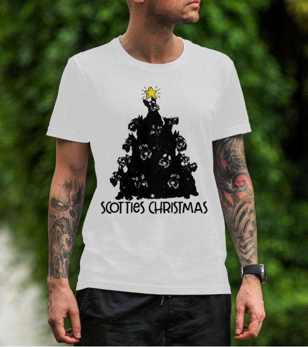 Scotties Christmas Tree With Star T-Shirt