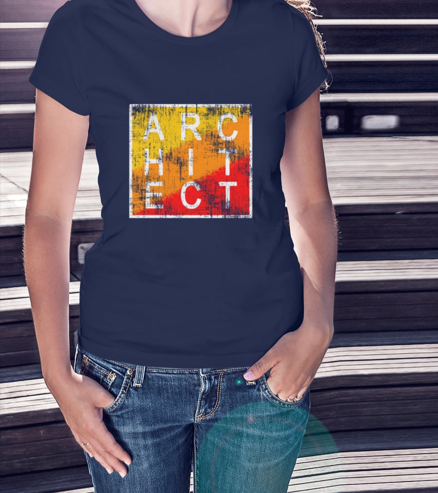 Architect Grunge Texture Yellow Orange Red Square T-Shirt