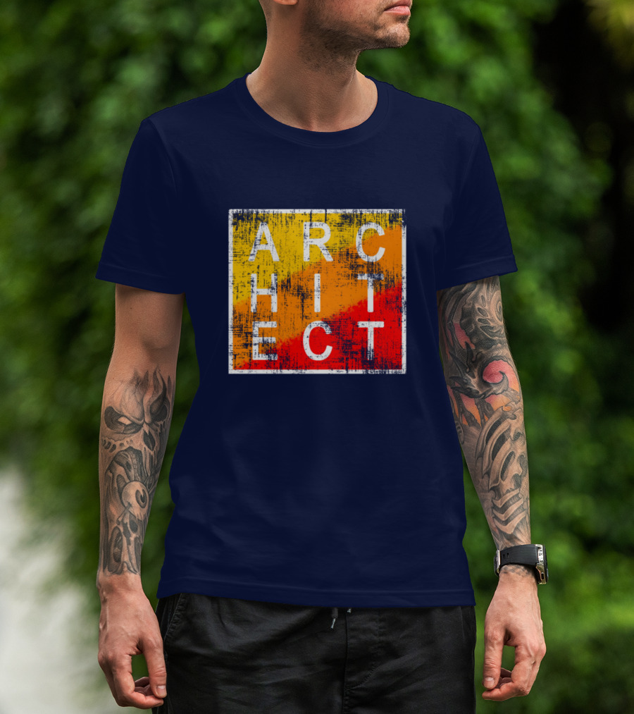 Architect Grunge Texture Yellow Orange Red Square T-Shirt