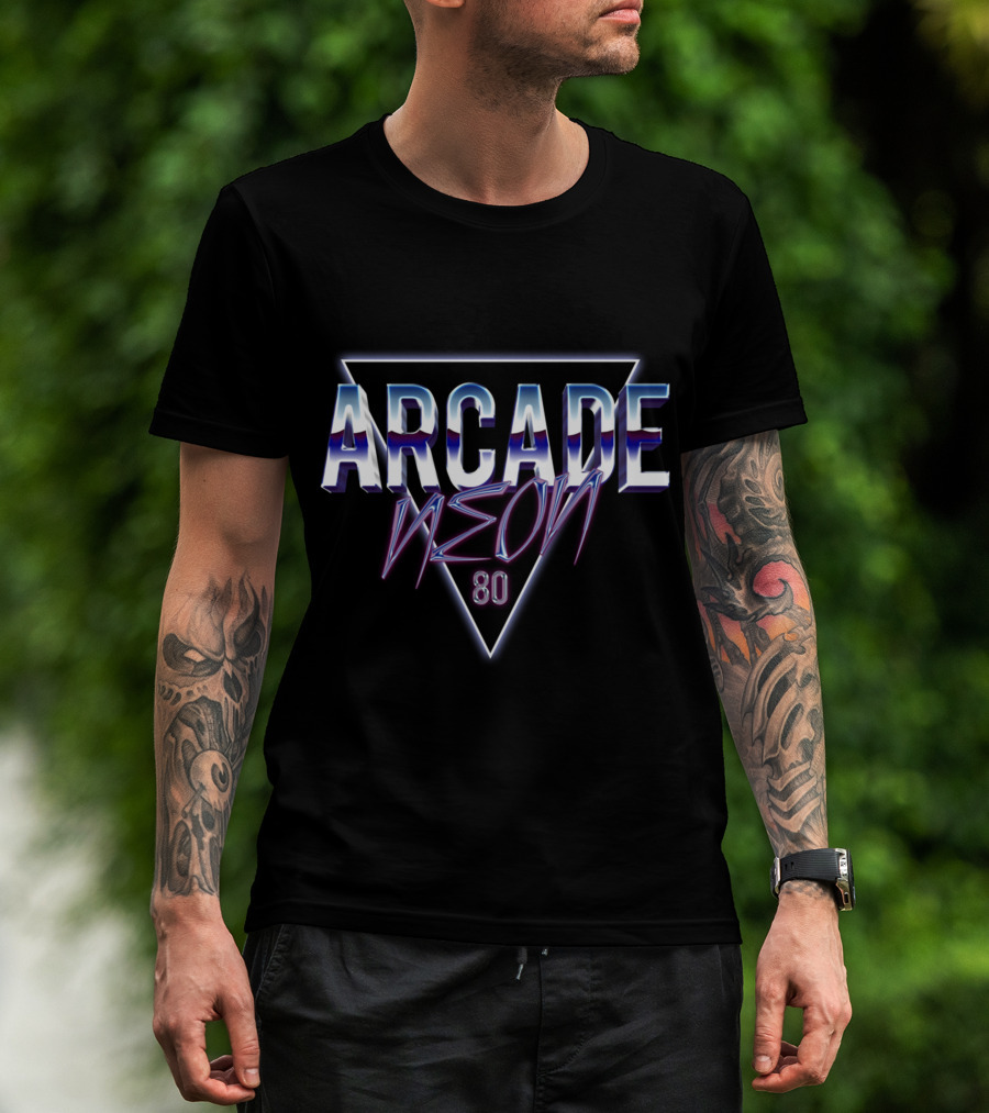 Arcade Neon 80s Retro Triangle T-Shirt
