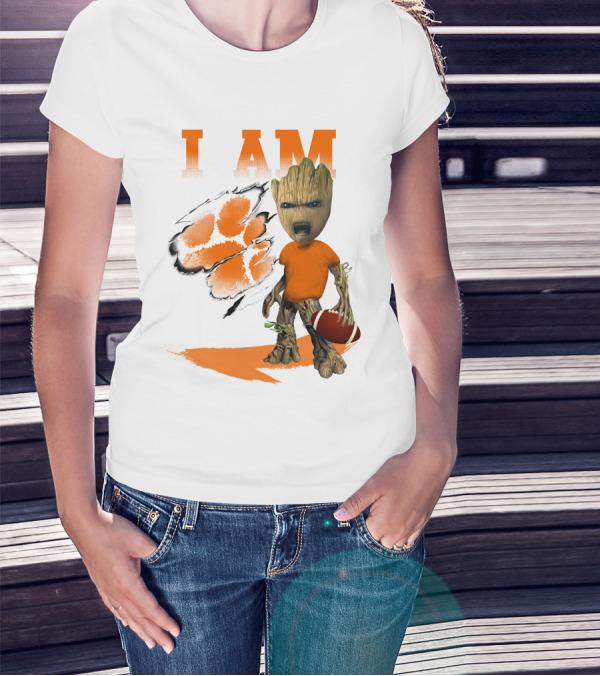 I AM Clemson Tiger Groot Football T-Shirt