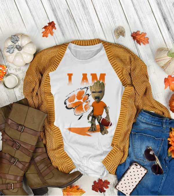 I AM Clemson Tiger Groot Football T-Shirt