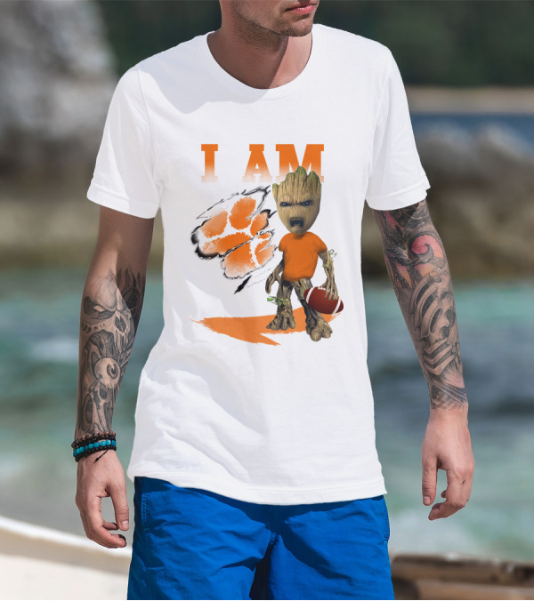 I AM Clemson Tiger Groot Football T-Shirt