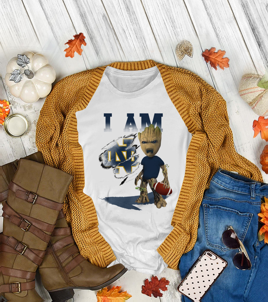 I AM Notre Dame Fighting Irish Groot Football T-Shirt