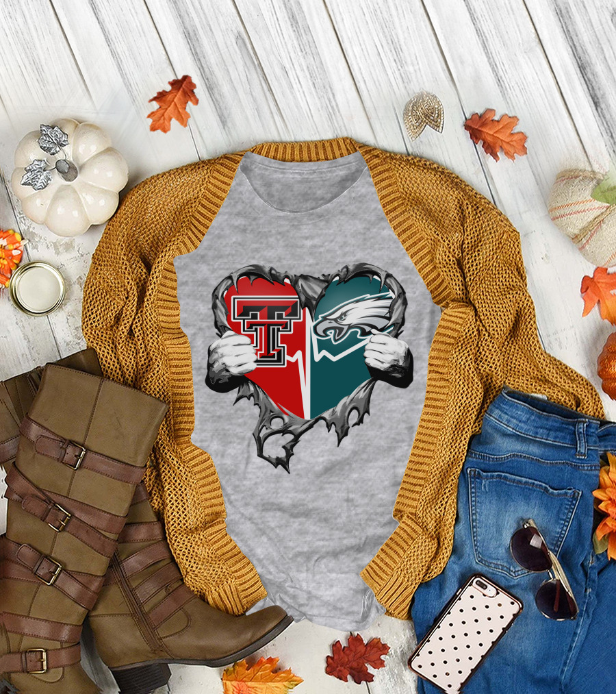 Texas Tech and Eagles Heart T-Shirt