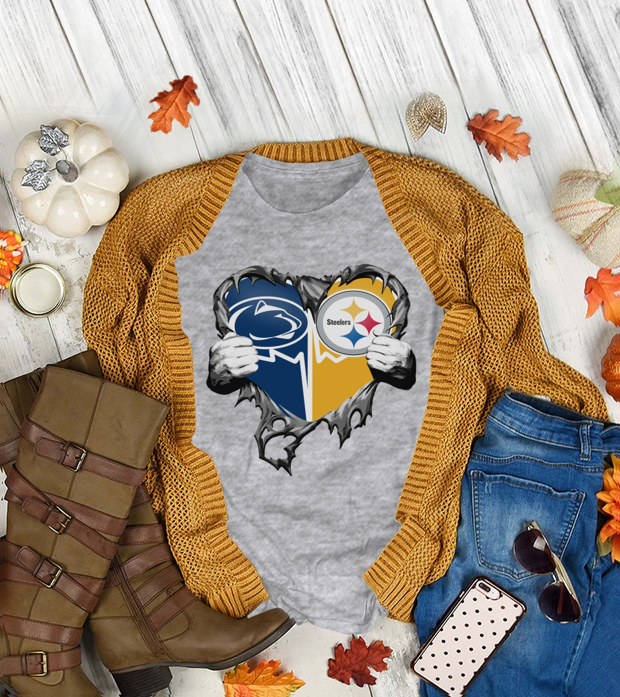 Steelers and Penn State Heart T-Shirt