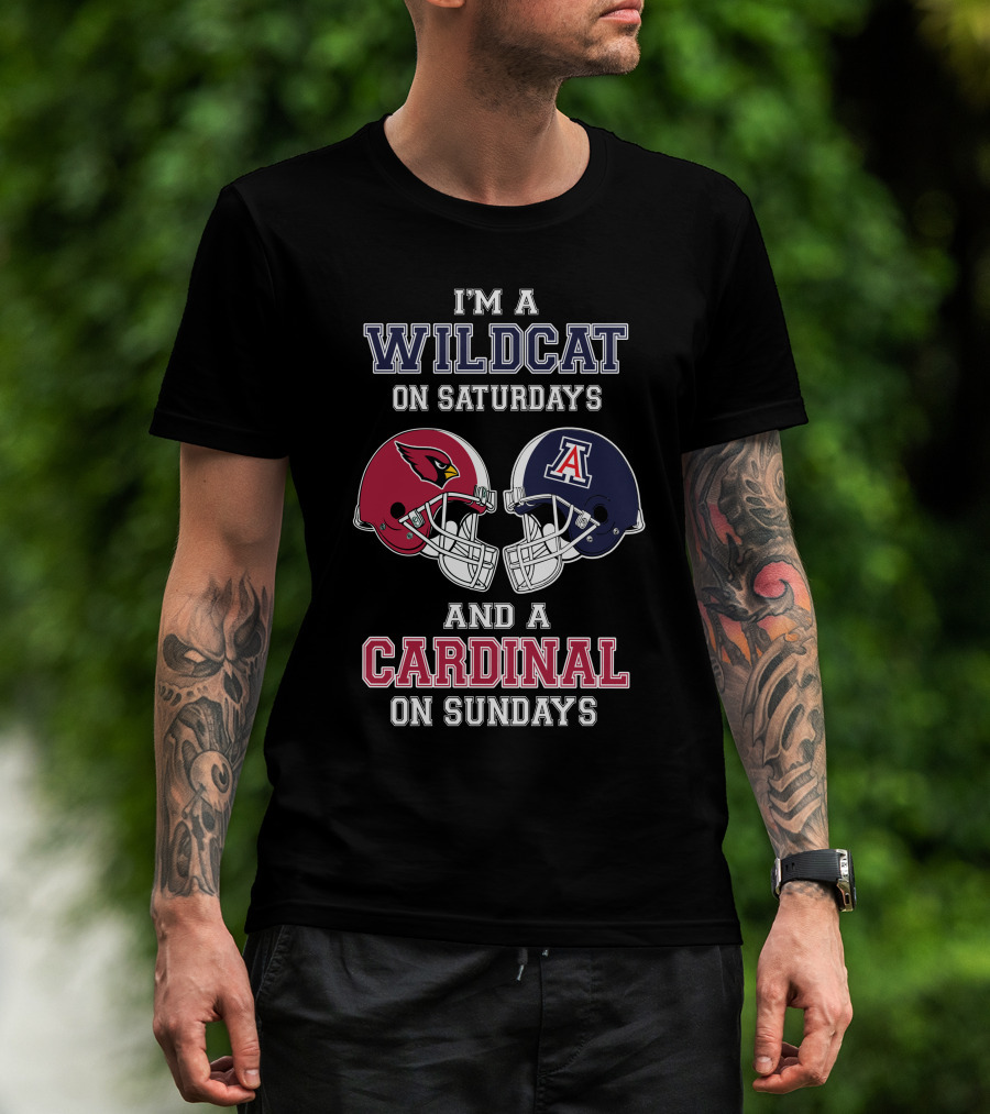 Wildcat On Saturdays Cardinal On Sundays Football Helmets T-Shirt