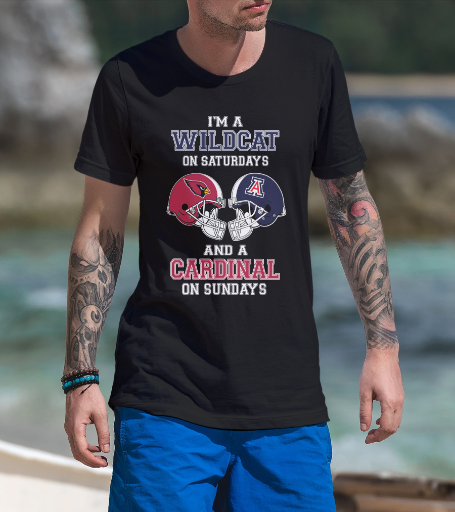 Wildcat On Saturdays Cardinal On Sundays Football Helmets T-Shirt