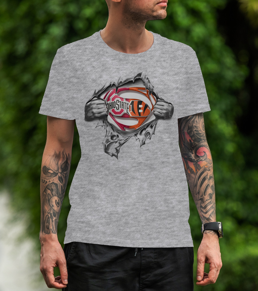 Ohio State Buckeyes Bengals Super Fan Logo Fusion T-Shirt