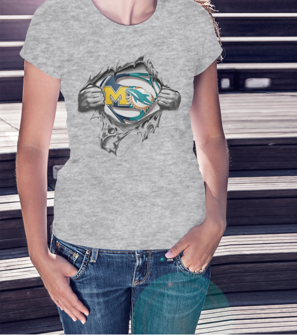 Wolverines Dolphins Superman Logo Mashup T-Shirt