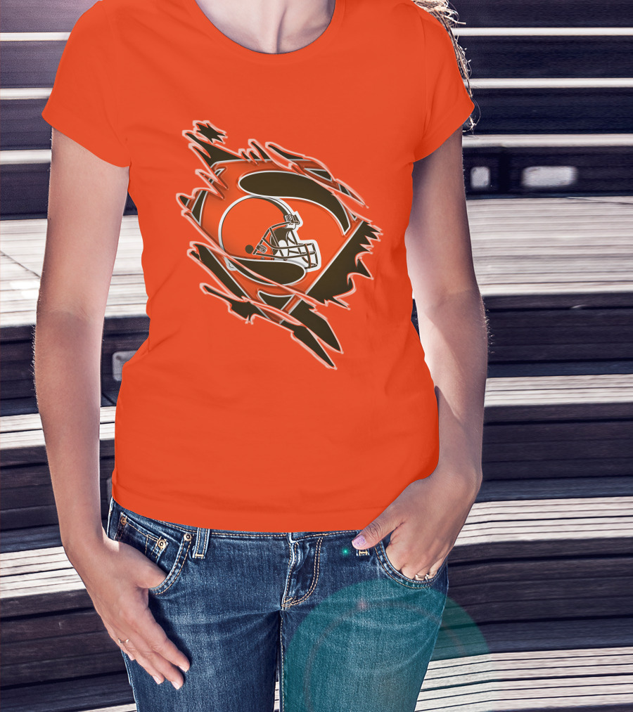 Cleveland Browns Superman Logo Helmet Icon Superhero Fan T-Shirt