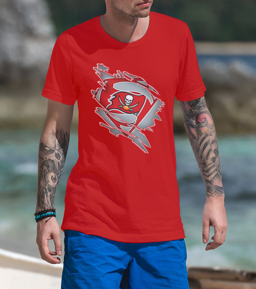 Buccaneers Super Man Nfl Logo Fusion With Superman T-Shirt