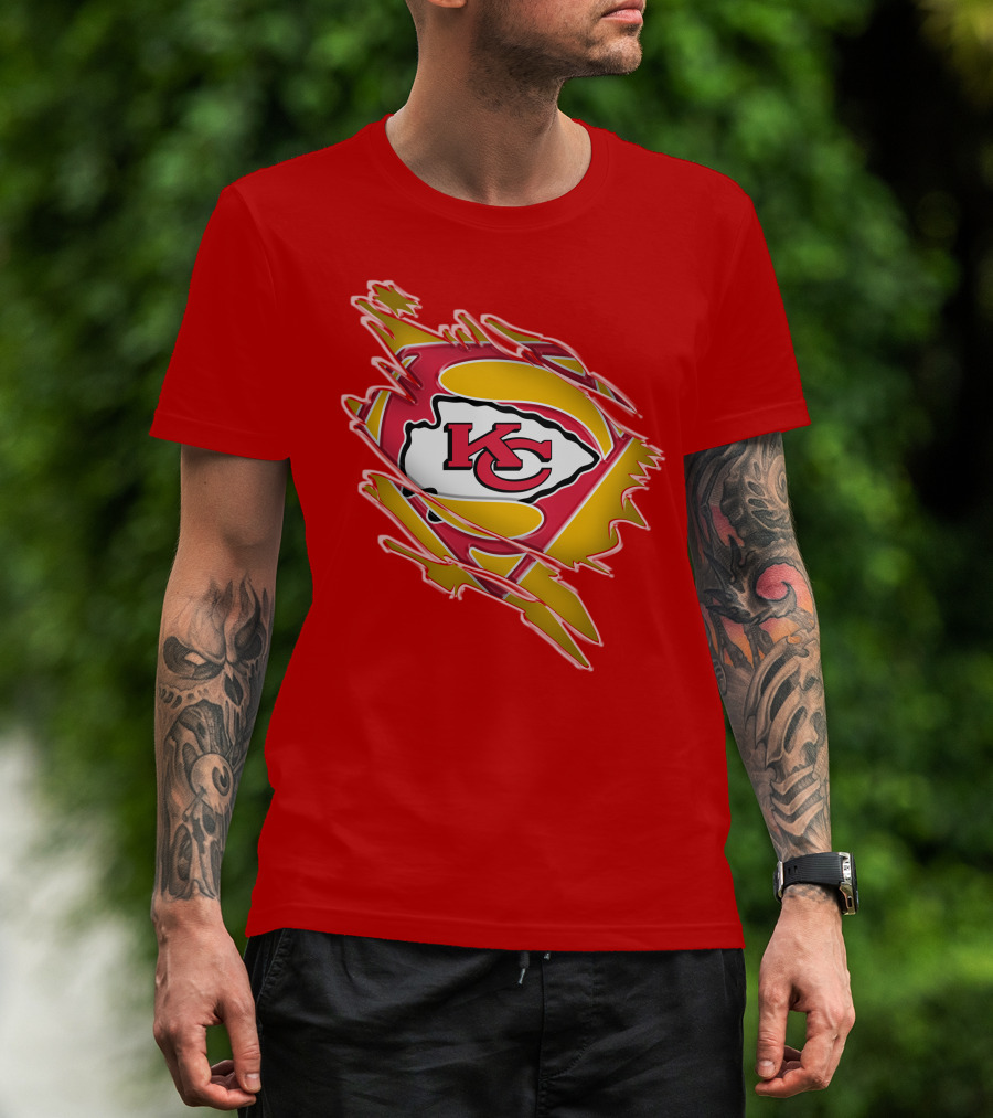 Kansas City Chiefs Super Man Logo Design Red T-Shirt