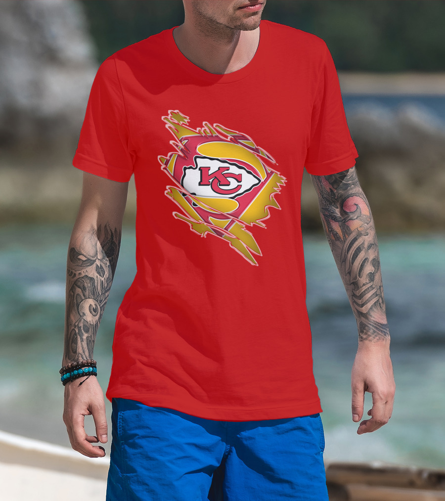 Kansas City Chiefs Super Man Logo Design Red T-Shirt