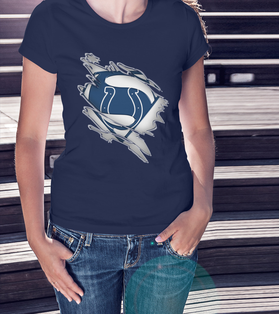 Colts Superman Logo Ripped Effect T-Shirt