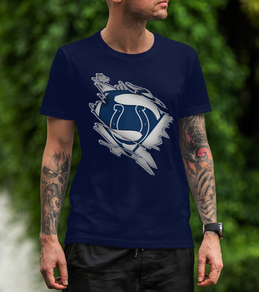 Colts Superman Logo Ripped Effect T-Shirt
