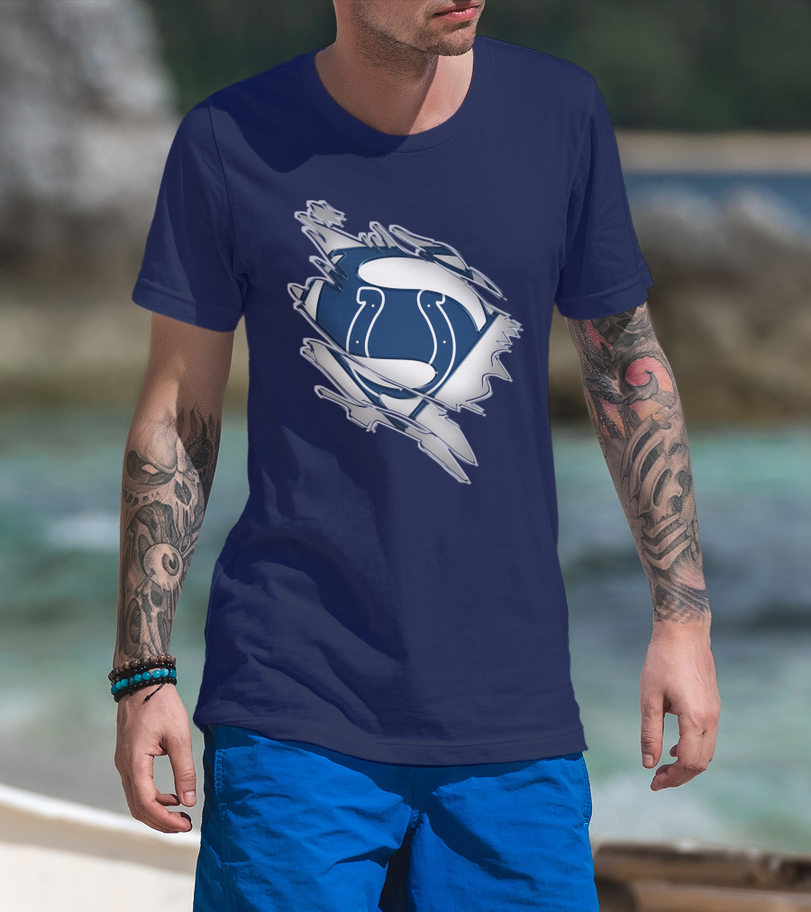 Colts Superman Logo Ripped Effect T-Shirt