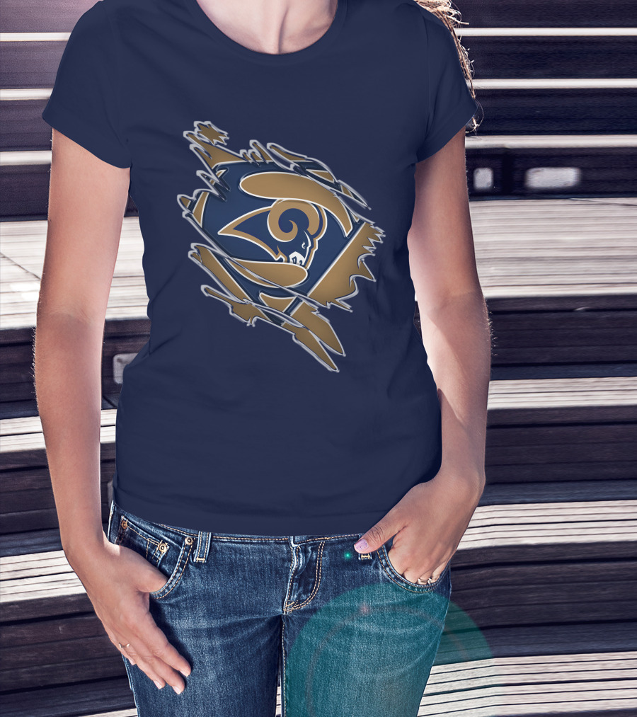Rams Super Man Logo With Rip Effect T-Shirt