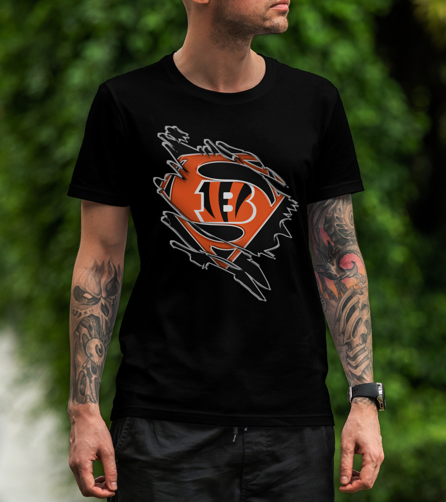 Bengals Superman B Logo Superhero Emblem T-Shirt