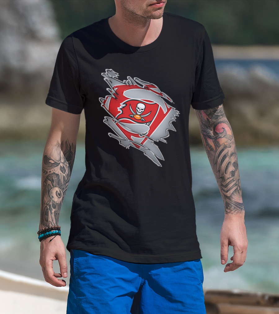 Buccaneers Super Bowl Superman Shield Logo Fusion T-Shirt