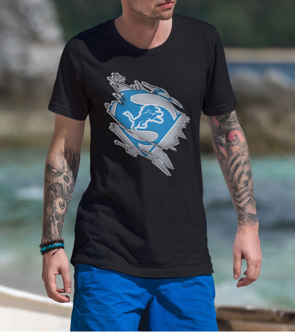 Detroit Lions Superman Logo Mashup T-Shirt