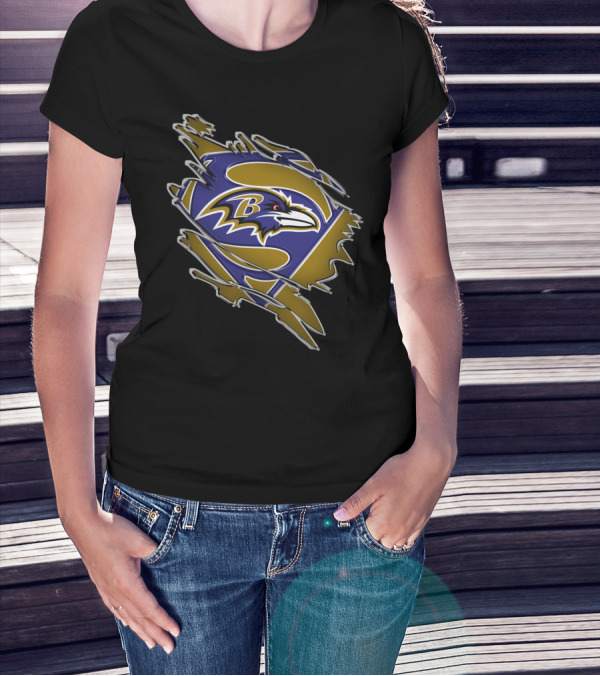 Baltimore Ravens Superhero Logo Burst T-Shirt