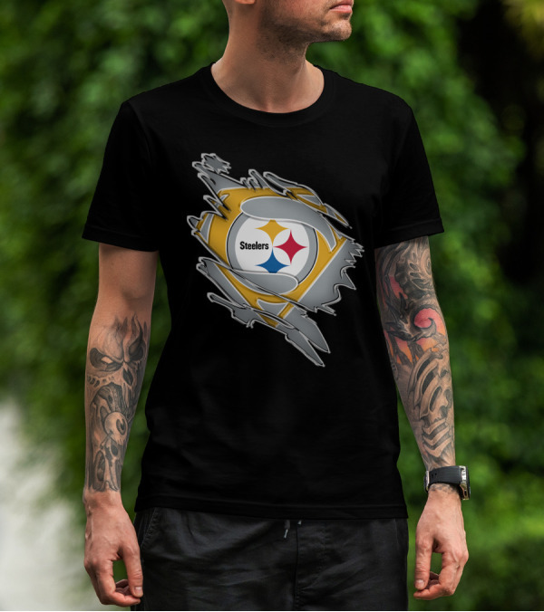 Steelers Logo Superhero Ripped T-Shirt