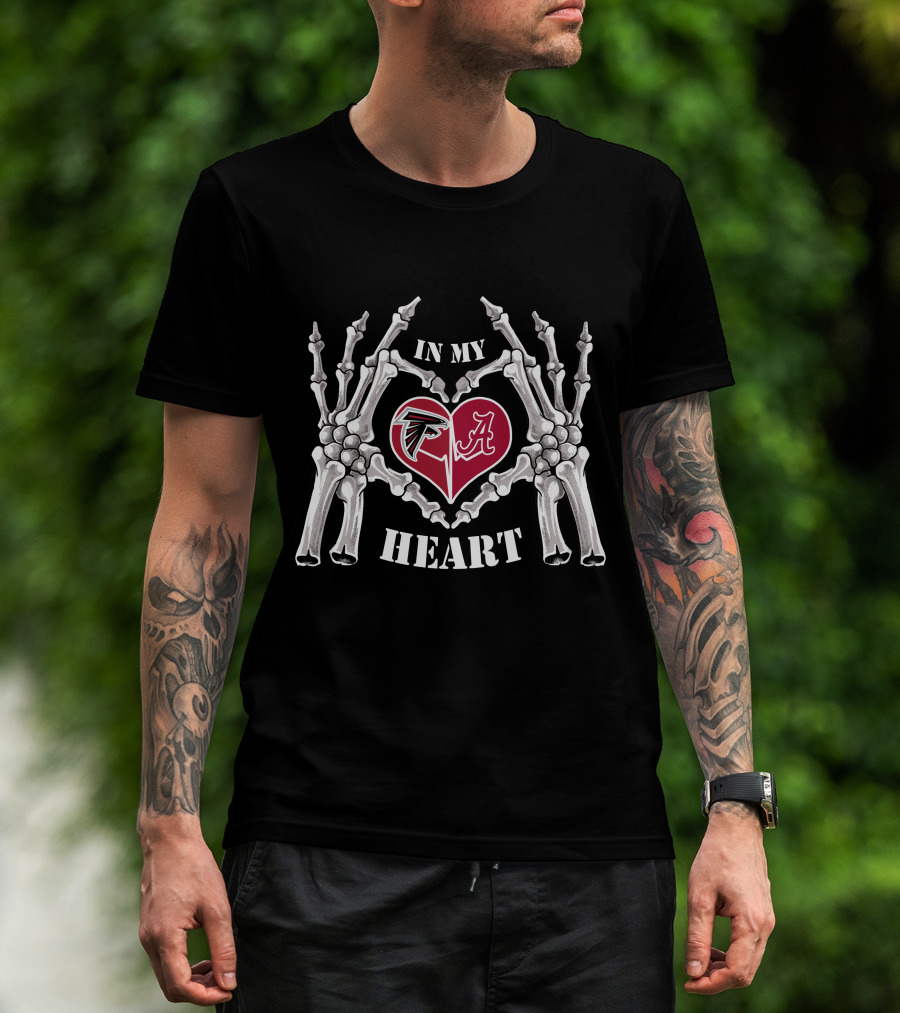 In My Heart Falcons Alabama Skeleton Hands Heart T-Shirt