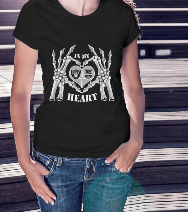 In My Heart Raiders LA Kings Skeleton Hands T-Shirt