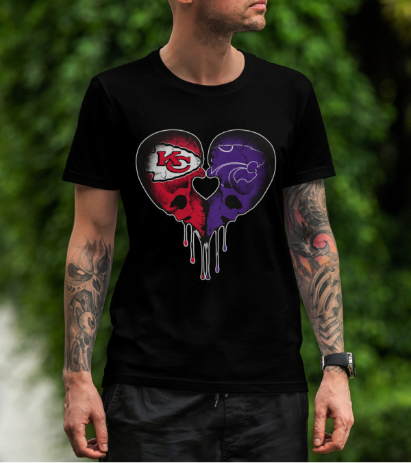 Chiefs Wildcats Heart Skulls T-Shirt
