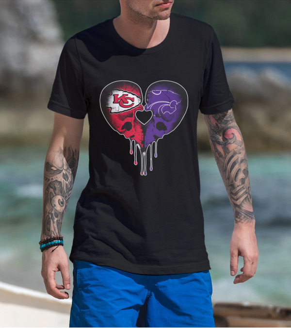 Chiefs Wildcats Heart Skulls T-Shirt