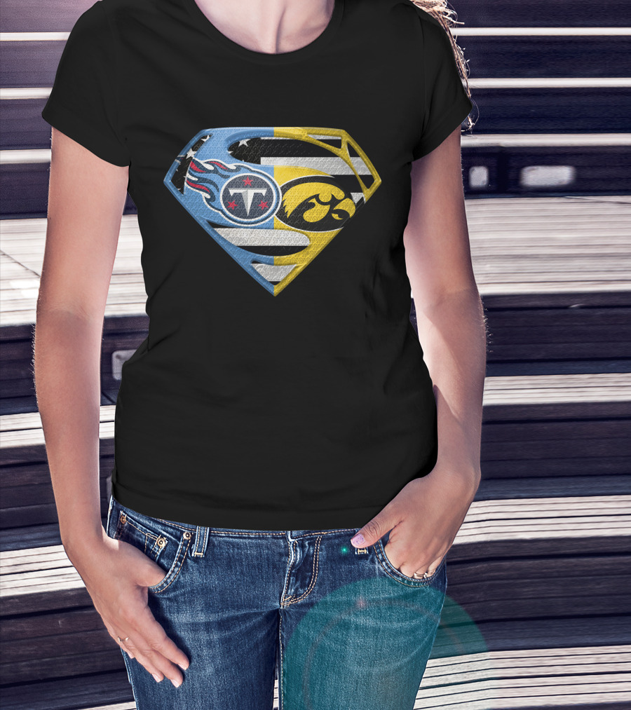 Superman Logo Mashup Titans Iowa Hawkeyes T-Shirt