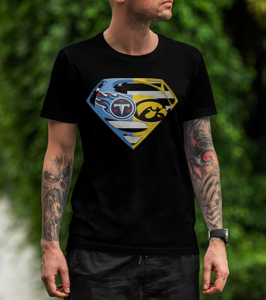Superman Logo Mashup Titans Iowa Hawkeyes T-Shirt