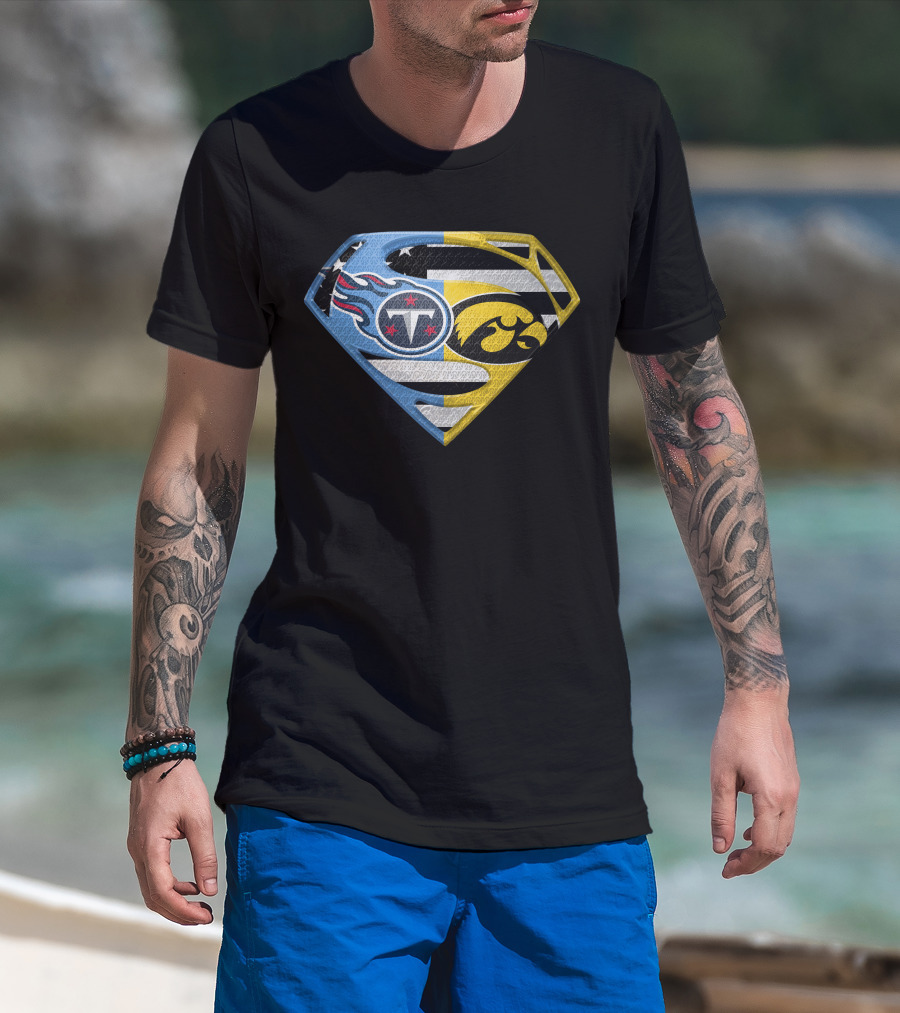 Superman Logo Mashup Titans Iowa Hawkeyes T-Shirt