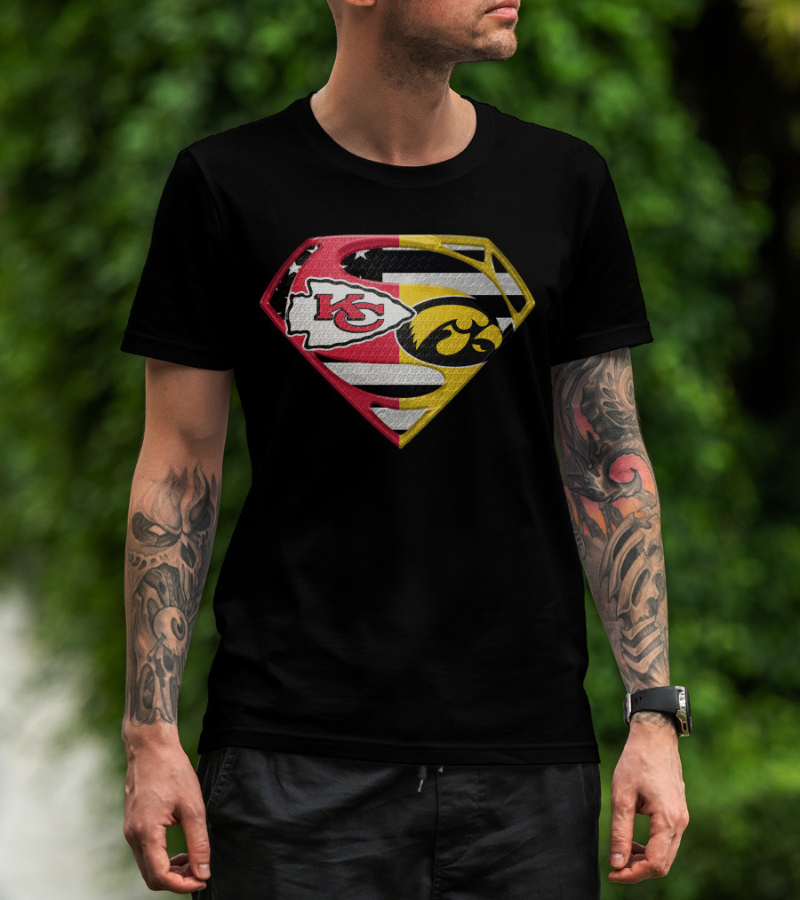 Superman Kc Chiefs Iowa Hawkeyes Flag T-Shirt