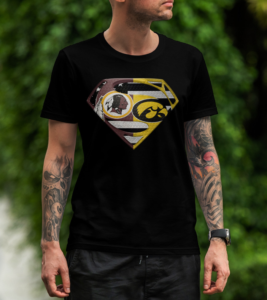 Superman Washington Redskins Iowa Hawkeyes Logo Mashup T-Shirt
